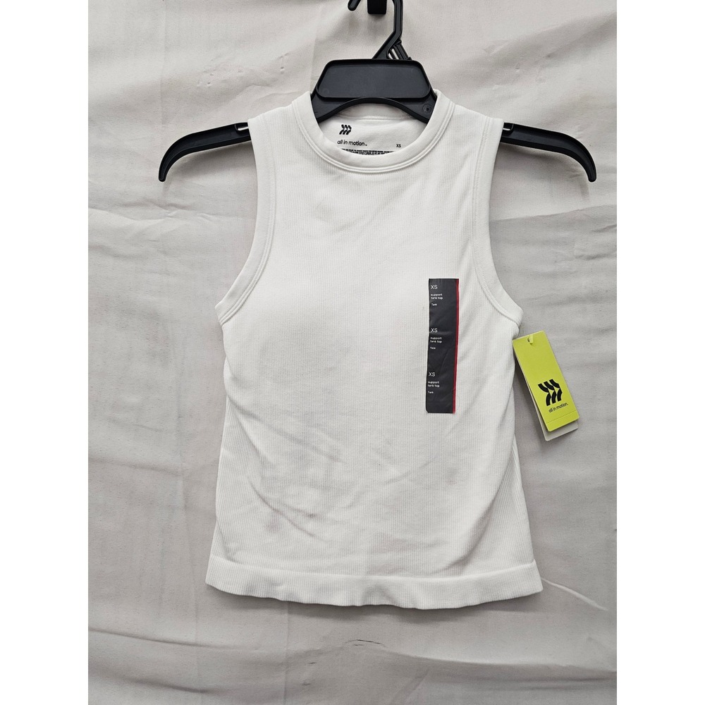 All in Motion Womens Support Tank Top White Nylon Blend Athletic Size XS